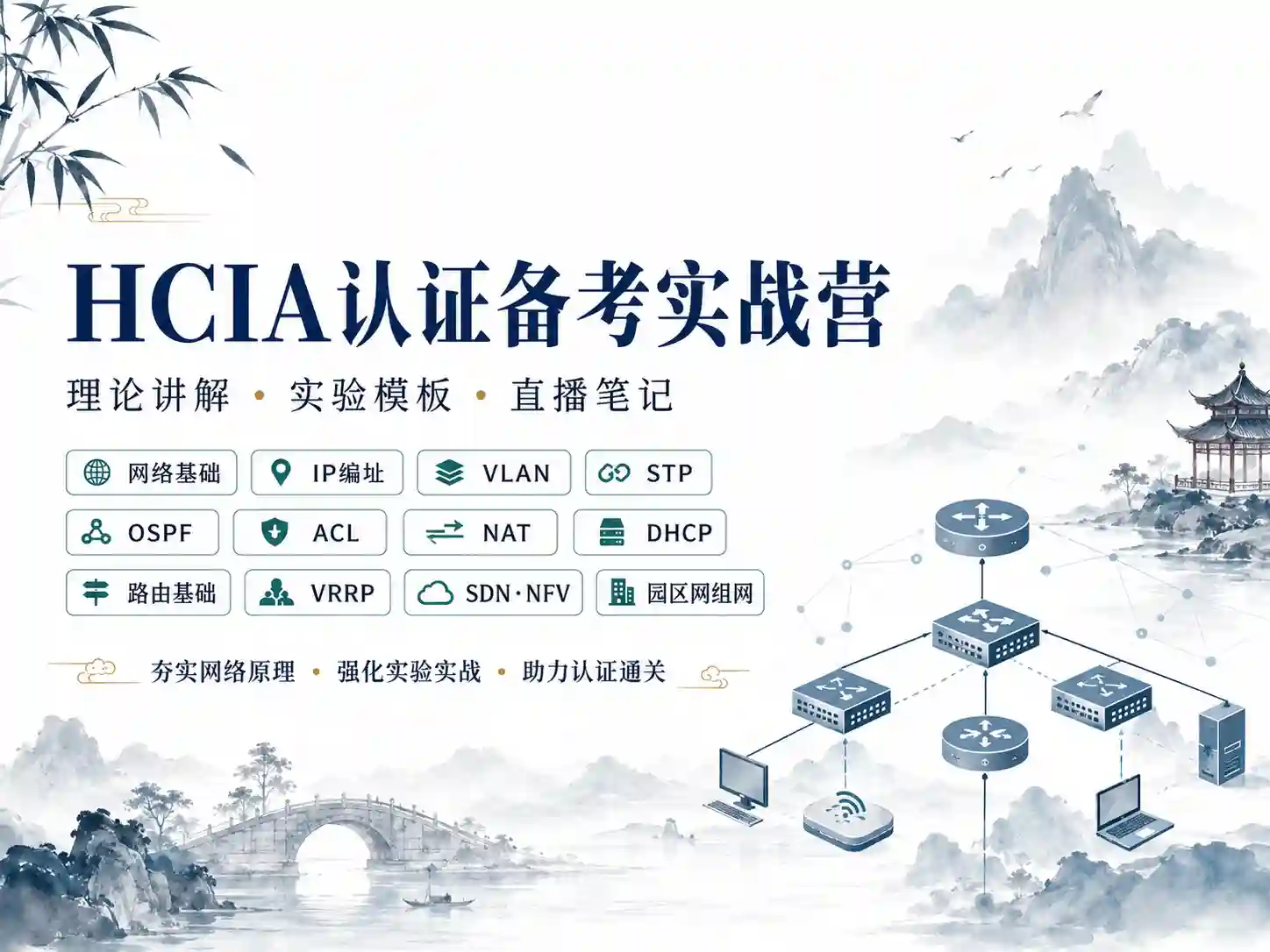新盟HCIA认证备考实战营 理论讲解+实验模板+直播笔记完整资料包