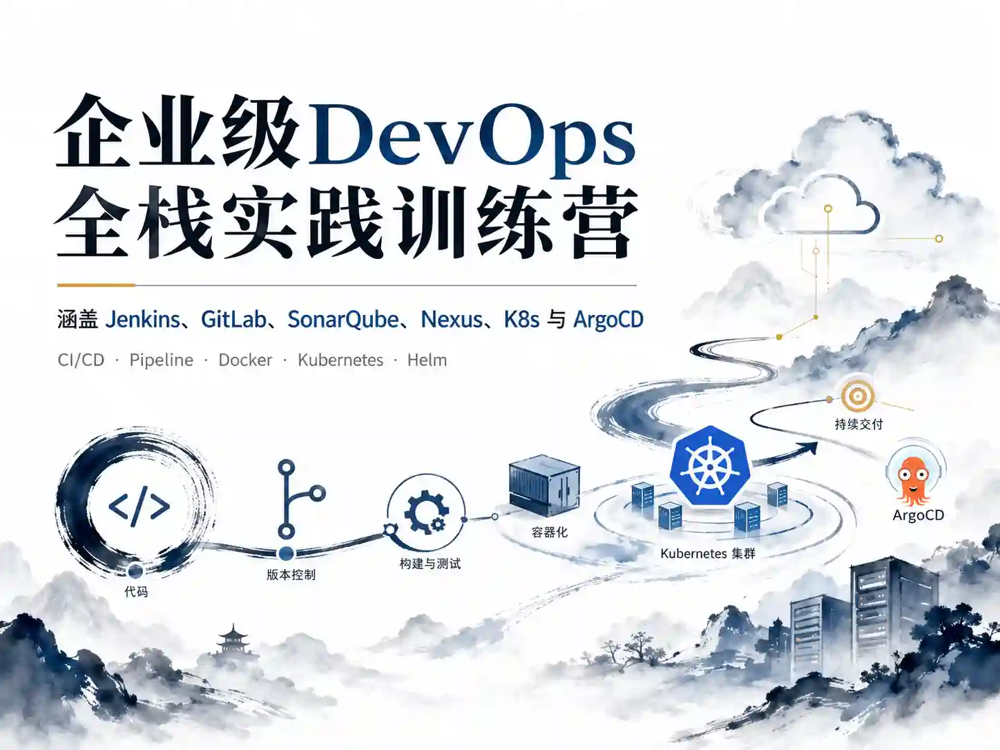 企业级DevOps全栈实践训练营—涵盖Jenkins、GitLab、SonarQube、Nexus、K8s与ArgoCD